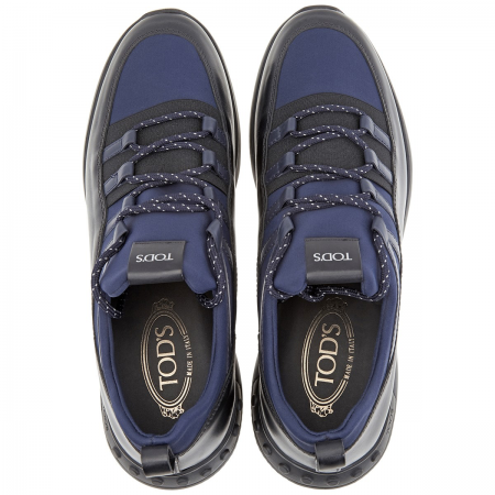 Tod's Men's Black and Blue Runner Sneaker in Leather XXM91B0AI60JY7RT69