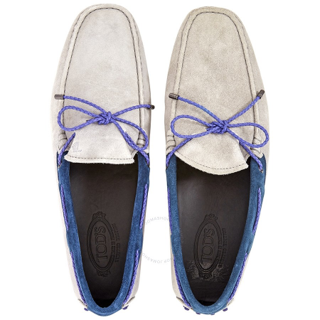 Tod's Men's Whithe and Blue Gommino Driving Shoes XXM0GW05473SUB9999