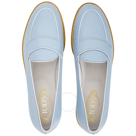 Tod's Womens Leather Loafers in Medium Celest/White XXW0VX0L11088B027B