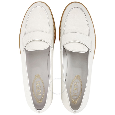 Tod's Womens Leather Loafers in Porcelain/White XXW0VX0L11088B0124