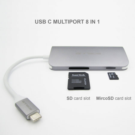 USB C Hub ANNBOS A030EH8 Multiport Adapter Aluminum 7-Port