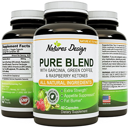 Premium Weight Loss Blend – Pure Garcinia Cambogia Green Coffee Bean & Raspberry Ketones Complex + Green Tea – High Quality Herbal Formula – Optimum Balance of Ingredients
