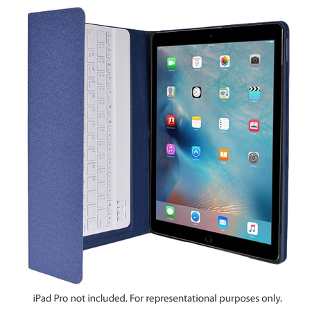 Logisys KBCS101PRO Protective Case & Blutooth Keyboard for 12.9" iPad Pro w/Any-Angle Stand (Blue Case w/White Keyboard)