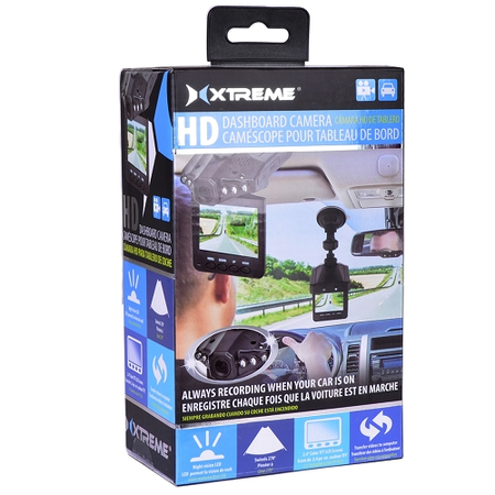 Xtreme XDC6-1002-BLK 1280x960 HD Dash Cam w/Night Vision, Flip Down 2.4" LCD & Windshield Mount (Records to SD/MMC Card)