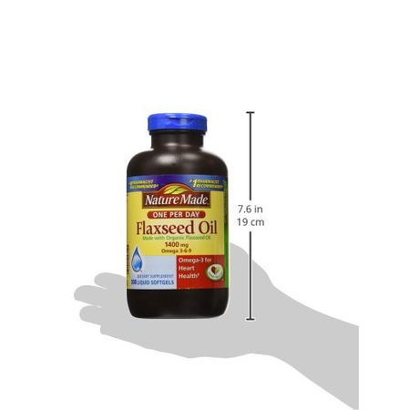 Nature Made Organic Flaxseed Oil 1,400 mg - Omega-3-6-9 for Heart Health - 300 Softgels