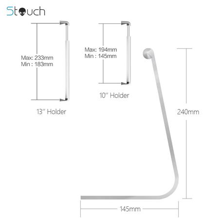 iPad Pro Tablet Holder Stand, Stouch 360° Rotatable Aluminum Alloy Desktop Holder Tablet Stand for Samsung Galaxy Tab Pro S iPad Pro 9.7" 12.9''