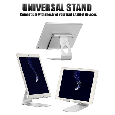 Adjustable Tablet Stand, Lamicall iPad Stand : Desktop Stand for iPad 2 3 4 Pro Air mini, kindle, Samsung Tab and Other Tablets - Silver