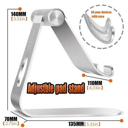 Adjustable Tablet Stand, Lamicall iPad Stand : Desktop Stand for iPad 2 3 4 Pro Air mini, kindle, Samsung Tab and Other Tablets - Silver