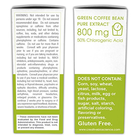 Thực phẩm chức năng Creative Bioscience Bean Pure Extract Diet Supplement, Green Coffee, 60 viên