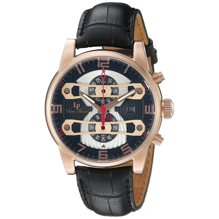 Lucien Piccard 'Bosphorus' Quartz Stainless Steel and Leather Casual Watch, (Model: LP-40045-RG-01)