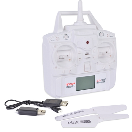 X118 Quadcopter Drone (7.5") w/Camera, LED Lights & Flip - 2.4GHz 6-Ch/6-Axis Remote Control w/1GB microSD Card (White)