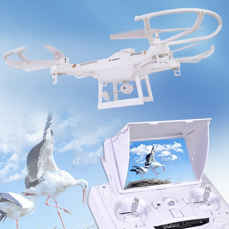 FPV Quadcopter Drone (11.5") w/HD Camera, LED Lights & Flip - 5.8GHz 6-Ch/6-Axis Remote Control w/LCD Display (White)
