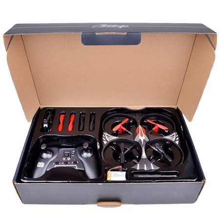 Quadcopter Drone (4.13") with LED Lights - 4-Channel/3-Axis Remote Control w/Spare Rotor Blades