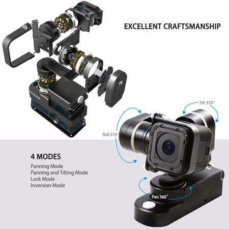 Feiyu FY-WGS 3-axis Wearable Gimbal Stabilizer for Gopro Hero 4 Session LCD Touch BackPack