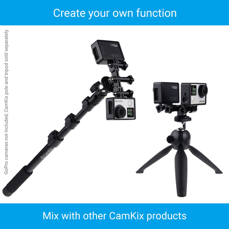 Stabilizing Hand Grip for GoPro Hero with Dual Mount, Tripod Adapter and Universal Phone Holder - Record Videos with 2 Different Camera Angles Simultaneously, Steady Shot Photography, Selfies