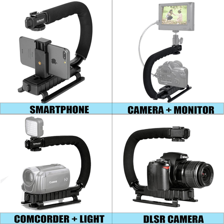 Fantaseal 4-in-1 Smartphone+Action Camera+Camcorder+ DSLR Camera Stabilizer C Shape Rig Low Position Shooting System for Nikon/Canon/Sony/GoPro/SJCAM/Xiaomi Yi/Sony/Garmin Virb XE + iPhone/Samsung