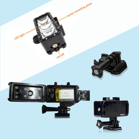 SHOOT Waterproof Diving Light High Power Dimmable LED Light Underwater Light for Gopro Hero 5/5S/4/4S/3+/3/2/SJCAM SJ4000/SJ5000/Xiaomi Yi with 1200mAh Built-in Rechargeable Battery Charging