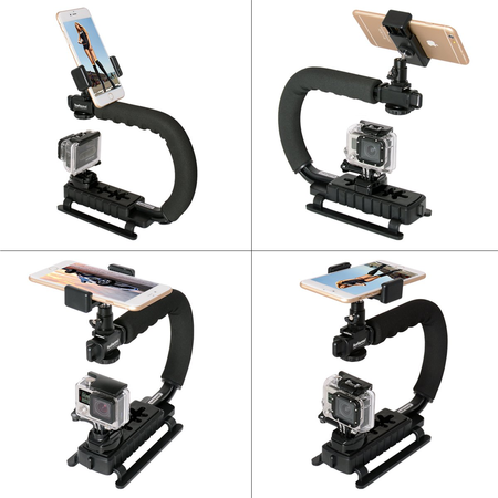 Fantaseal 4-in-1 Smartphone+Action Camera+Camcorder+ DSLR Camera Stabilizer C Shape Rig Low Position Shooting System for Nikon/Canon/Sony/GoPro/SJCAM/Xiaomi Yi/Sony/Garmin Virb XE + iPhone/Samsung