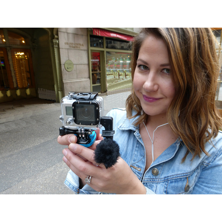 AmpRidge MightyMic G GoPro/iPhone Professional Shotgun Condenser Microphone with Headphone Monitor