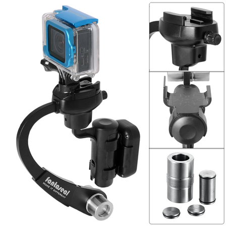 Fantaseal 3-Axis Inertia Gyro Stabilizer w/ GoPro Remote Control Holder Clip for GoPro Grip Handle GoPro Stabilizer GoPro Gimbal for GoPro Hero 4 / Session / 3+/3-Black