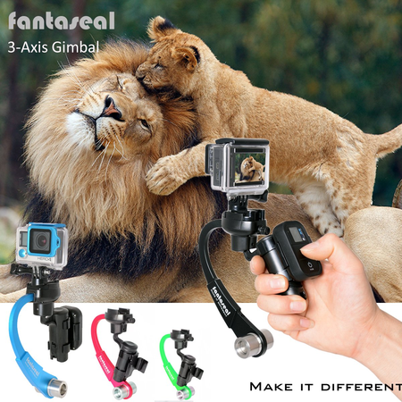 Fantaseal 3-Axis Inertia Gyro Stabilizer w/ GoPro Remote Control Holder Clip for GoPro Grip Handle GoPro Stabilizer GoPro Gimbal for GoPro Hero 4 / Session / 3+/3-Black