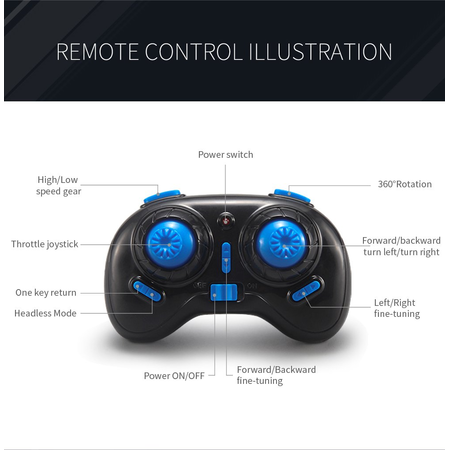 REALACC H36 Mini Quadcopter Drone 2.4G 4CH 6 Axis Headless Mode Remote Control UFO Nano Quadcopter RC Toy RTF Mode 2 (Blue)