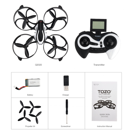 TOZO Q2020 Drone RC Quadcopter Altitude Hold Headless RTF 3D 360 Degree Flips & Rolls 6-Axis Gyro 4CH 2.4Ghz Remote Control Helicopter Height Hold Steady Super Easy Fly for Training. Black