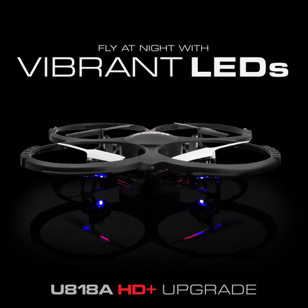 USA Toyz U818A HD+ RC Quadcopter Drone with HD Camera, 2200 mAh Power Bank and 2 LiPo Batteries