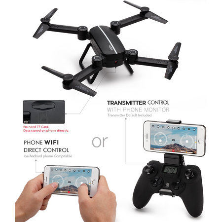 TOZO Q1012 X8tw Drone RC Quadcopter Altitude Hold Headless RTF 3D 360 Degree FPV VIDEO WIFI 720P HD Camera 6 axis 4CH 2.4Ghz Height Hold Easy Fly Steady for learning, Black
