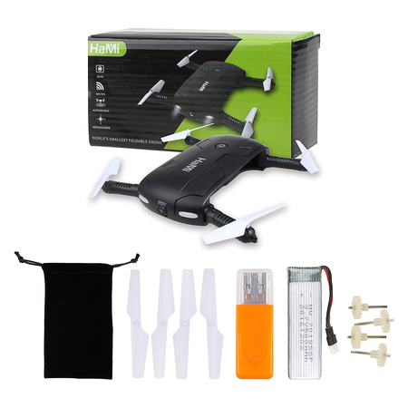 HaMi Foldable Mini Drone,Wifi FPV Quadcopter Drones with 720P Camera 6-Axis Gyro Selfie Drone,Smartphone Controlled RC Helicopter - Black