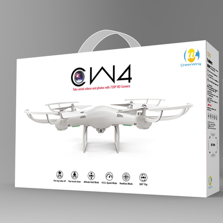 Cheerwing CW4 RC Drone with 720P HD Camera 2.4Ghz RC Quadcopter with Altitude Hold Mode and One Key Take Off Landing Plus Bonus Battery