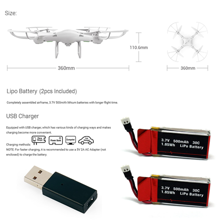 Cheerwing CW4 RC Drone with 720P HD Camera 2.4Ghz RC Quadcopter with Altitude Hold Mode and One Key Take Off Landing Plus Bonus Battery