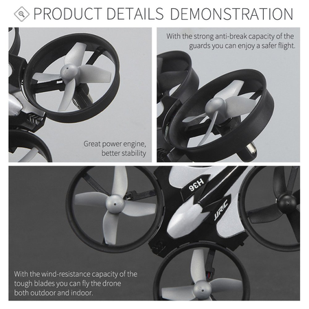 REALACC H36 Mini Quadcopter Drone 2.4G 4CH 6 Axis Headless Mode Remote Control UFO Nano Quadcopter RC Toy RTF Mode 2 (Grey)