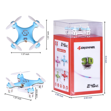Yipa 3D Flip Mini RC Drone with LED Flash Light 29mm 2.4G 4CH 6 Axis Gyro CX-10 UFO Quadcopter Blue