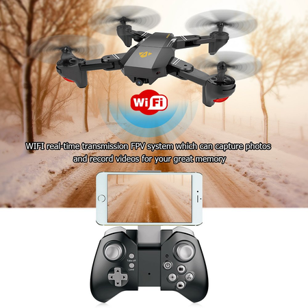 OKPOW 2MP 120° Wide Angle Selfie Drones 2.4G Foldable RC Quadcopter Wifi FPV Drone Altitude Hold 3D Flips Rolls 6-Axis Gyro Gravity Sensor RTF RC Drones