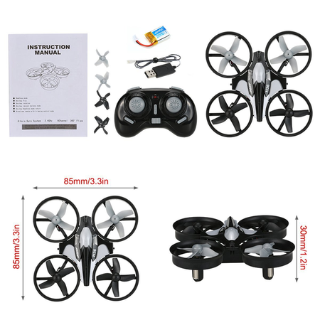 REALACC H36 Mini Quadcopter Drone 2.4G 4CH 6 Axis Headless Mode Remote Control UFO Nano Quadcopter RC Toy RTF Mode 2 (Grey)
