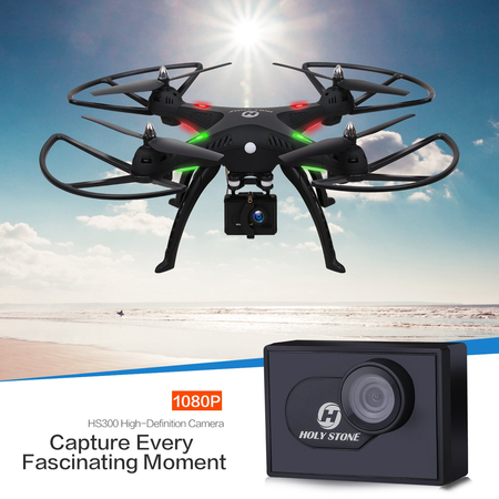 1080P Camera Drone,Holy Stone HS300 RC Quadcopter with 120° Wide-angle HD Camera 6-Axis gyro 2.4 GHz with Altitude hold, One Key Return and Headless Mode Function RTF Includes Bonus Battery