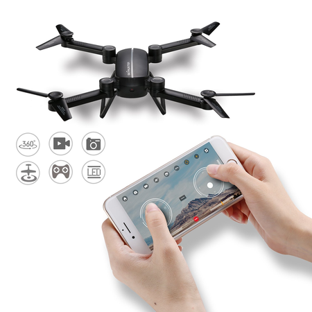 QQPOW X8 UAV Fold Remote Control / Cell Phone Control Folding Quadcopter Equipped with HD Camera Support HD Video 6-Axis Gyroscope Auto Height Hold, Headless Mode Quad Rotor Helicopter (Black)