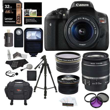 Ritz Camera Canon EOS Rebel T6i 24.2 MP SLR Camera Bundle with Accessory (19 Items)