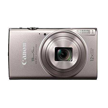Canon PowerShot ELPH 360 HS 20.2 MP Digital Camera (Silver) + Sony 32GB Memory Card + Focus Rechargeable Replacement Lithium Ion Battery + Travel Quick Charger + Focus Medium Point & Shoot Camera Accessory Bundle