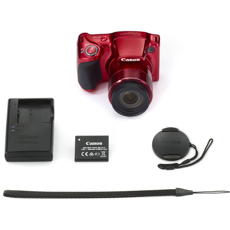 Canon PowerShot SX420 IS Digital Camera (Red) with 20MP, 42x Optical Zoom, 720p HD Video & Built-In Wi-Fi + 64GB Card + Reader + Grip + Spare Battery and Charger + Tripod + Complete Accessory Bundle