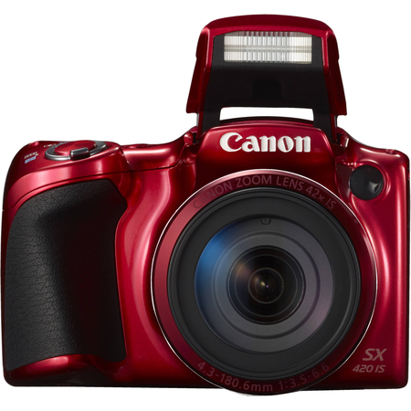 Canon PowerShot SX420 IS Digital Camera (Red) with 20MP, 42x Optical Zoom, 720p HD Video & Built-In Wi-Fi + 64GB Card + Reader + Grip + Spare Battery and Charger + Tripod + Complete Accessory Bundle
