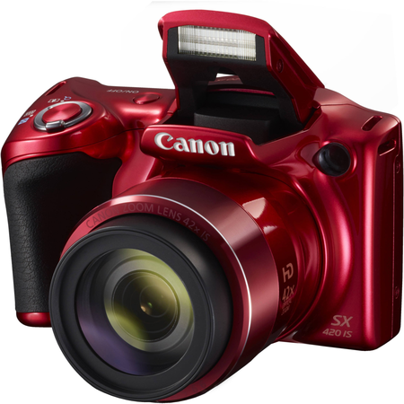 Canon PowerShot SX420 IS Digital Camera (Red) with 20MP, 42x Optical Zoom, 720p HD Video and Built-In Wi-Fi + 32GB Card + Reader + Spare Battery + Tripod + Digital Camera Accessory Bundle
