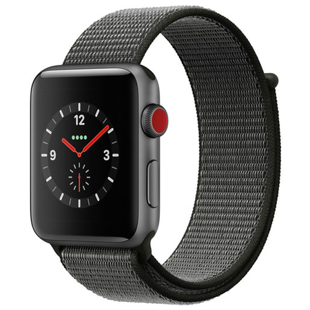 Đồng hồ Apple Watch Series 3 42mm Smartwatch (GPS + Cellular, Space Gray Aluminum Case, Dark Olive Sport Loop)