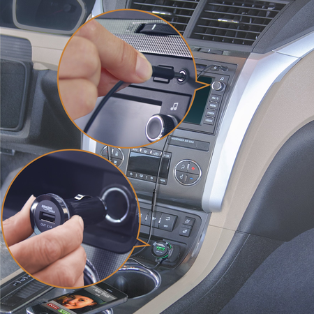 AmazonBasics Bluetooth Hands-Free Car Kit with 3.5mm Aux Jack
