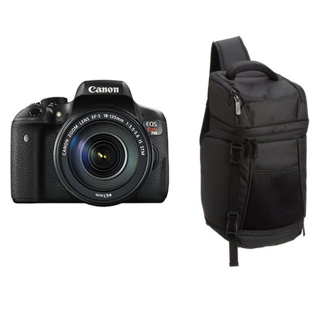 Canon EOS Rebel T6i Digital SLR with EF-S 18-135mm IS STM Lens - Wi-Fi Enabled + Free AmazonBasics Sling Backpack for SLR Cameras