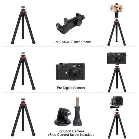 Camera Travel Tripod Lammcou Durable Tripod Sturdy Tripod Flexible Tripod Smartphone Tripod 3in1 Cell Phone + Action Camera Tripod for Canon Nikon Sony DSLR Cam/Gopro Action Cam/iPhone/Samsung Tripod