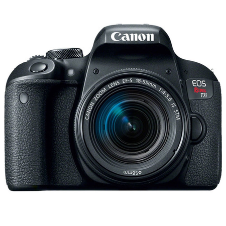 Canon EOS Rebel T7i Digital SLR Camera + Canon EF-S 18-55mm f/4-5.6 IS STM Lens + Canon EOS Shoulder Bag 100ES (Black) + SanDisk Ultra SDXC 64GB 80MB/S Class 10 Flash Memory Card + Deluxe Canon Bundle