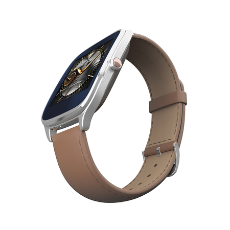 ASUS ZenWatch 2 Silver with Camel Leather Strap 41mm Smart Watch with HyperCharge Battery,