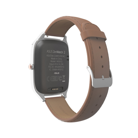ASUS ZenWatch 2 Silver with Camel Leather Strap 41mm Smart Watch with HyperCharge Battery,